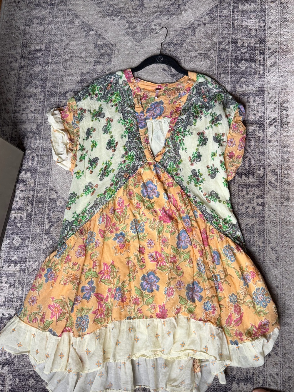 Free People Agnes Printed Mini Dress, Lemon Meringue Combo